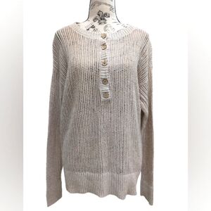 Kate Hill women's beige ramie buttoned sweater size L